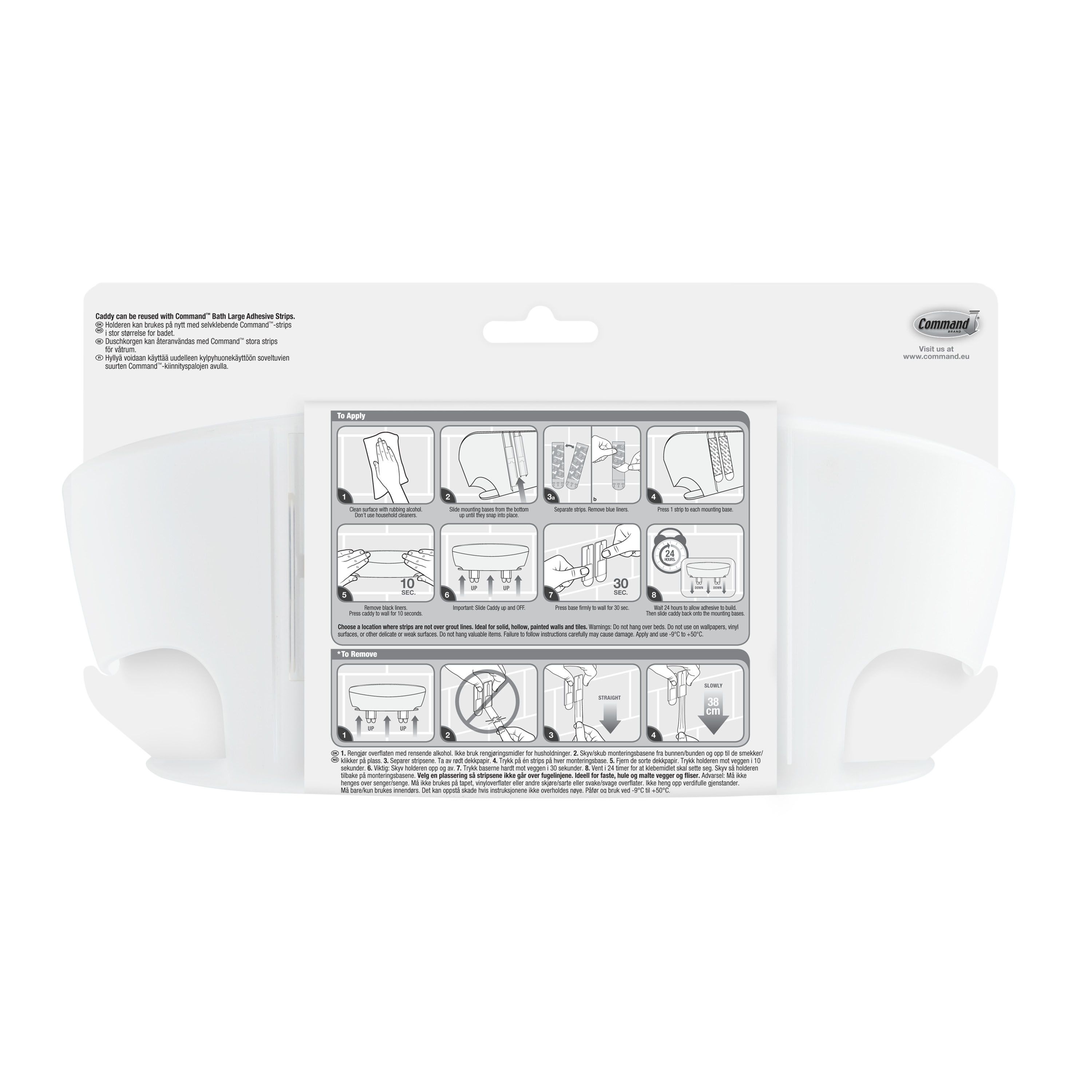 3M Command White Plastic 1 tier Shower basket (W)2.93cm - 4
