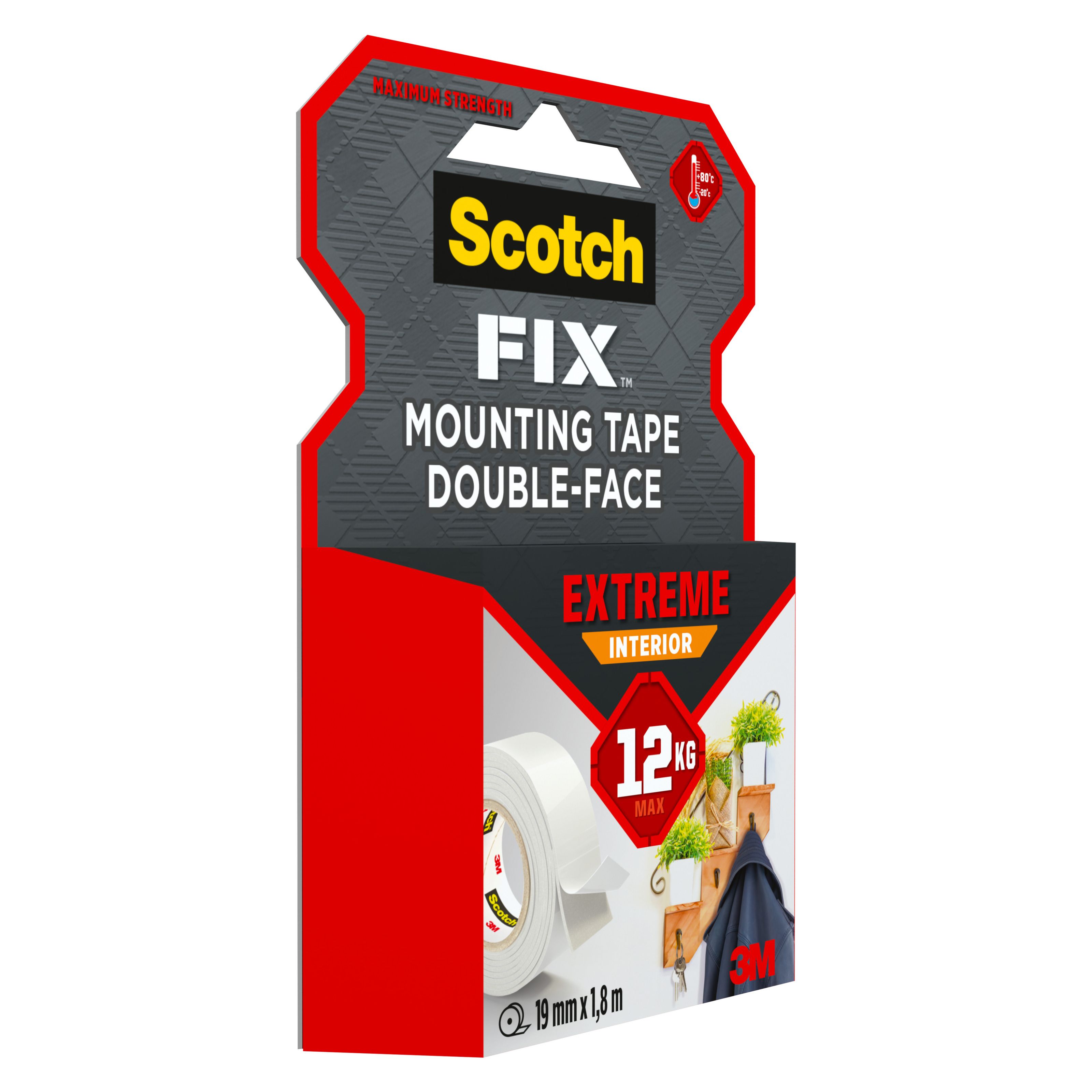 3M Scotch-Fix Extreme Interior White Mounting Tape (L)1.8m (W)19mm - 3
