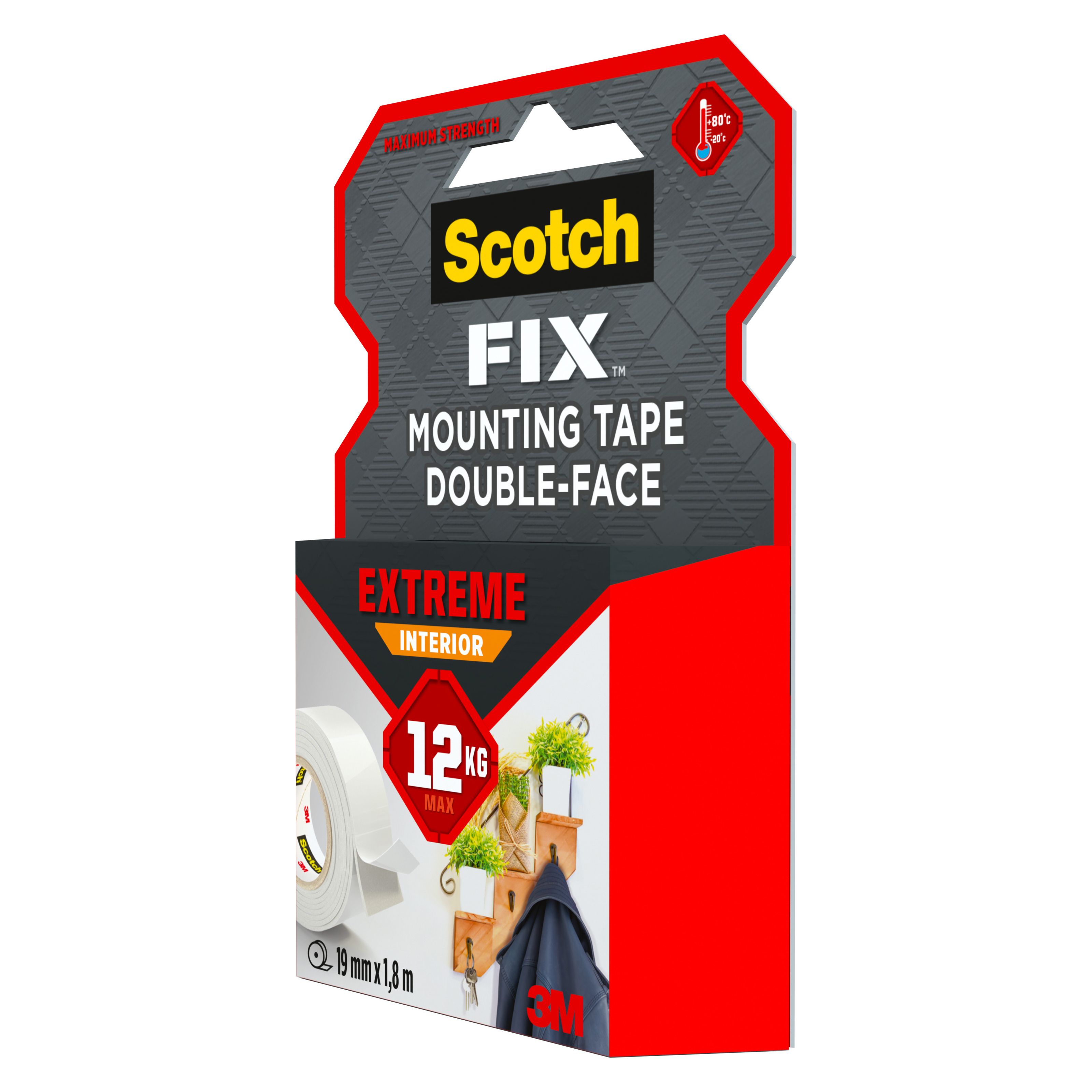 3M Scotch-Fix Extreme Interior White Mounting Tape (L)1.8m (W)19mm - 4