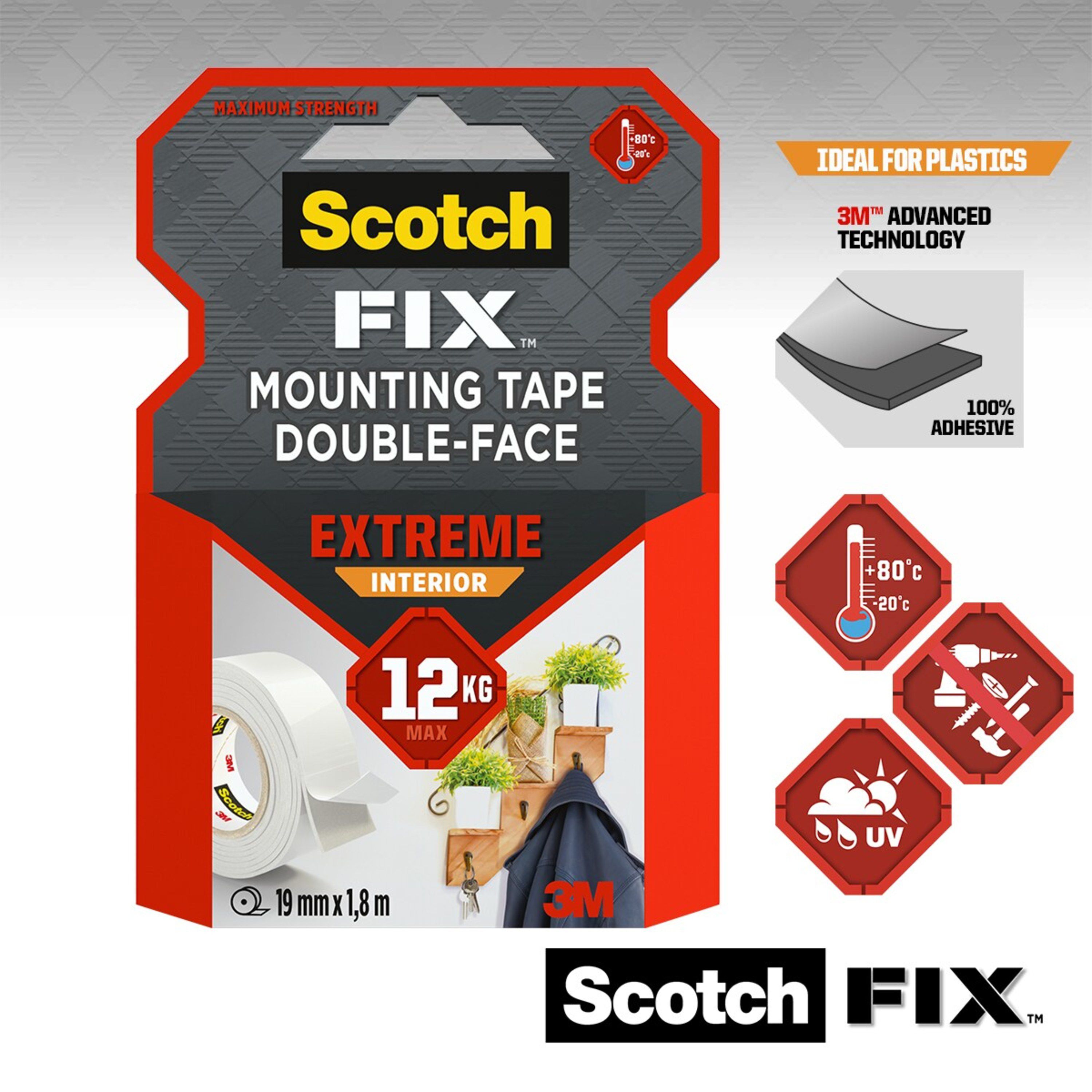 Cinta De Montaje Scotch 3M Extreme - Doble Cara, 1.5m Largo X 19mm Ancho - Blanca, Super Fuerte