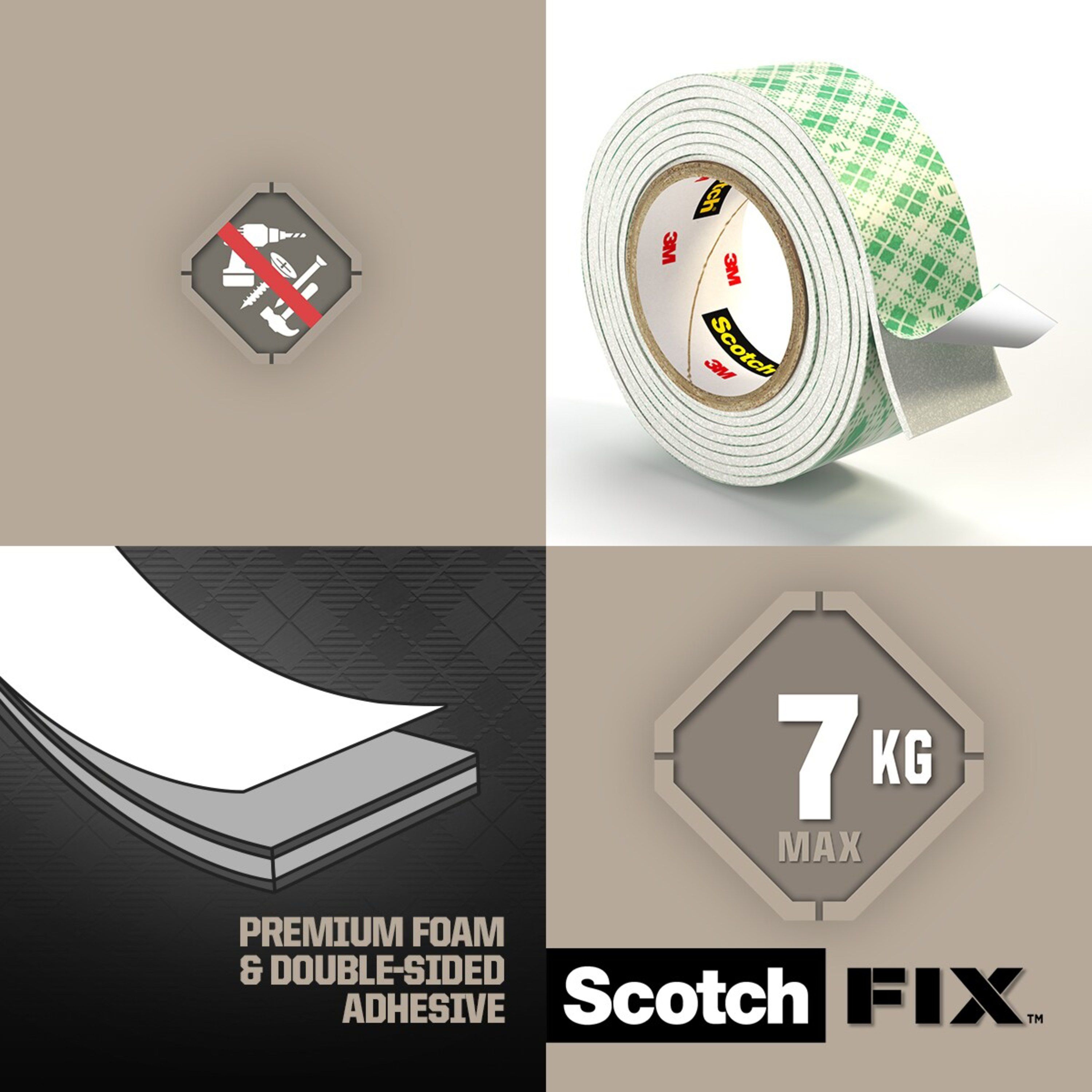 3M Scotch-Fix Interior Green Mounting Tape (L)1.5m (W)19mm - 11