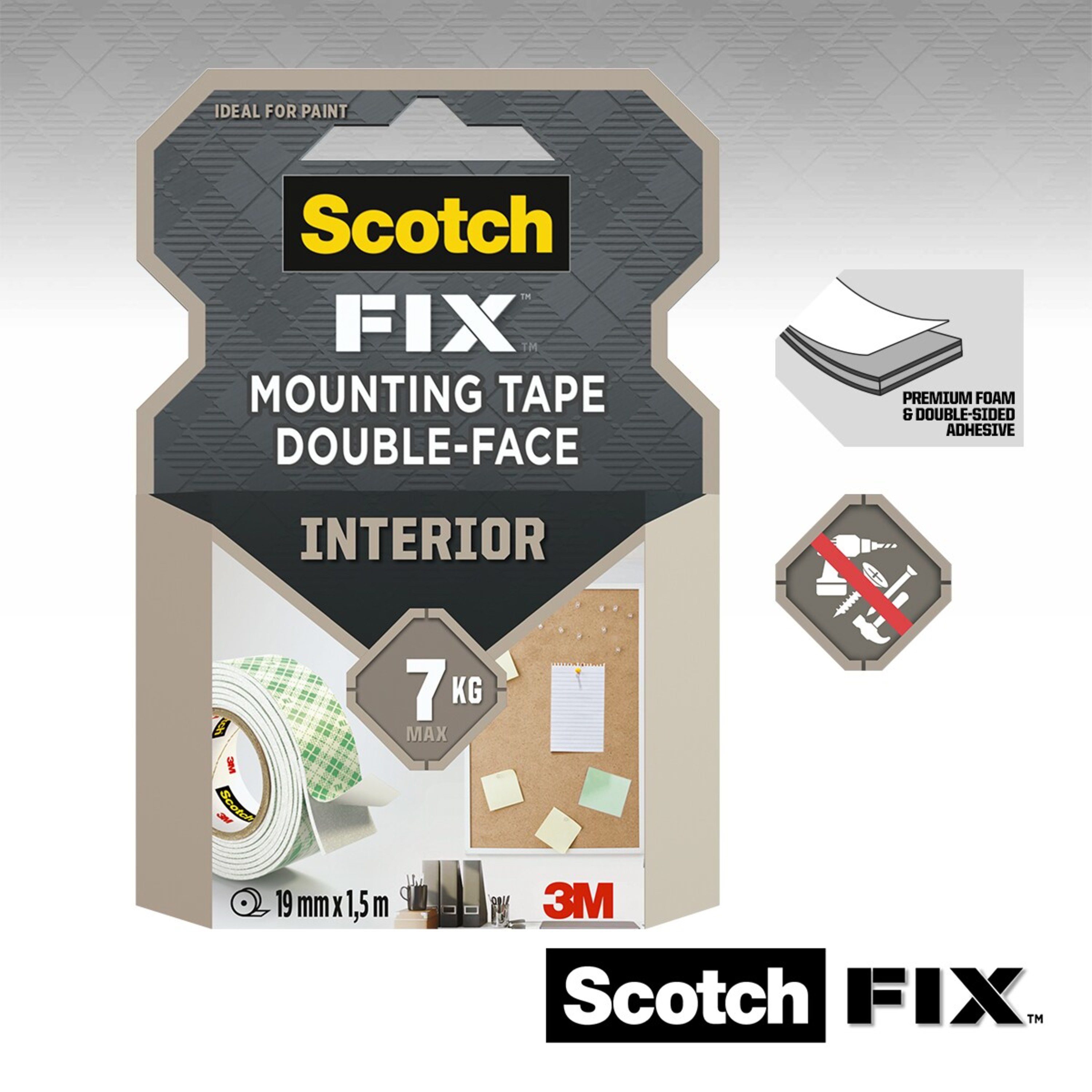3M Scotch-Fix Interior Green Mounting Tape (L)5m (W)19mm - 6