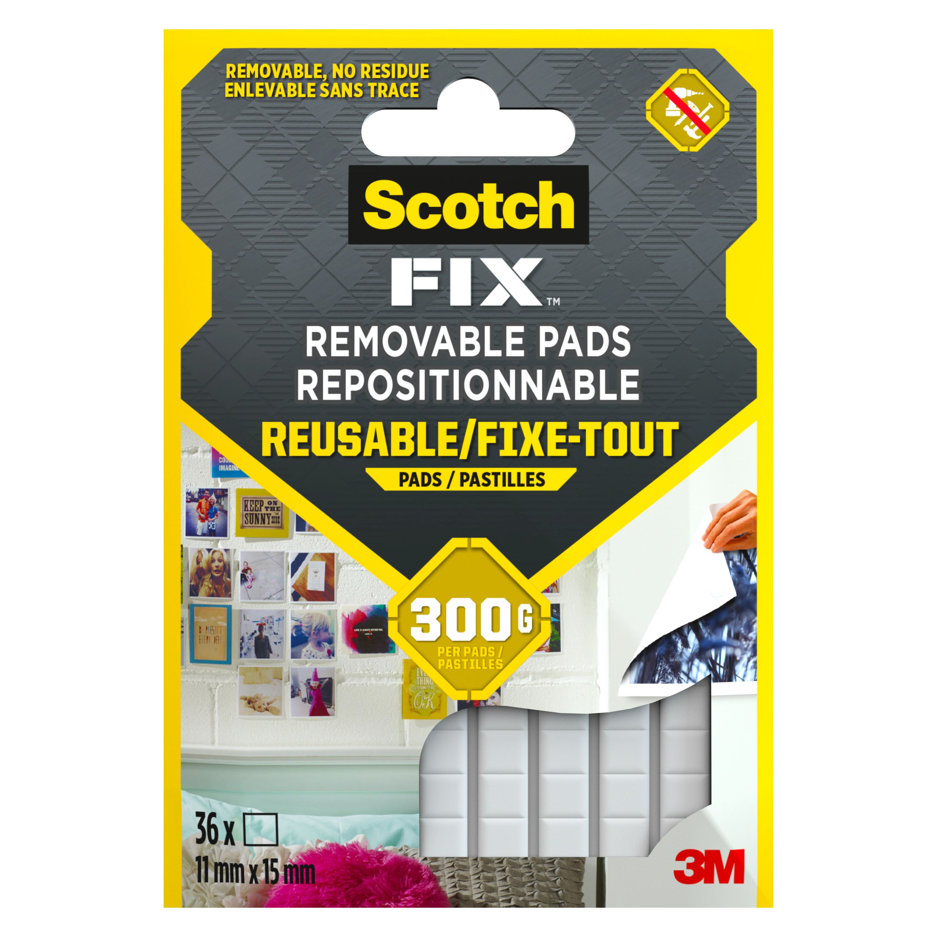 Scotch Mounting Squares Removable Foam 16 Squares 1 in. x 1 in 3 Pack