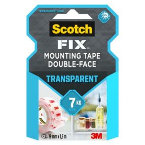 3M Scotch-Fix Transparent Mounting Tape (L)1.5m (W)19mm