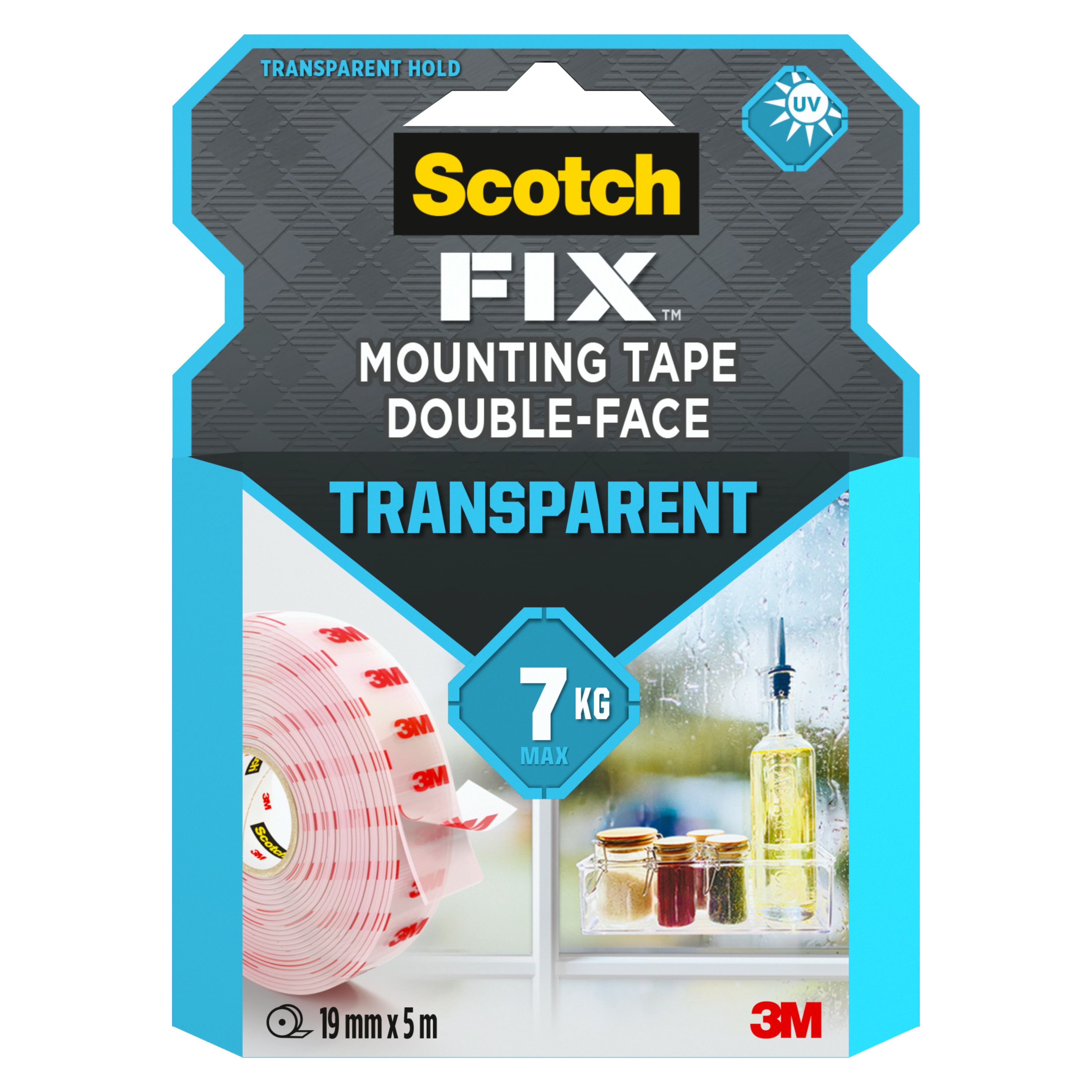 3M Scotch-Fix Transparent Mounting Tape (L)5m (W)19mm | DIY at B&Q