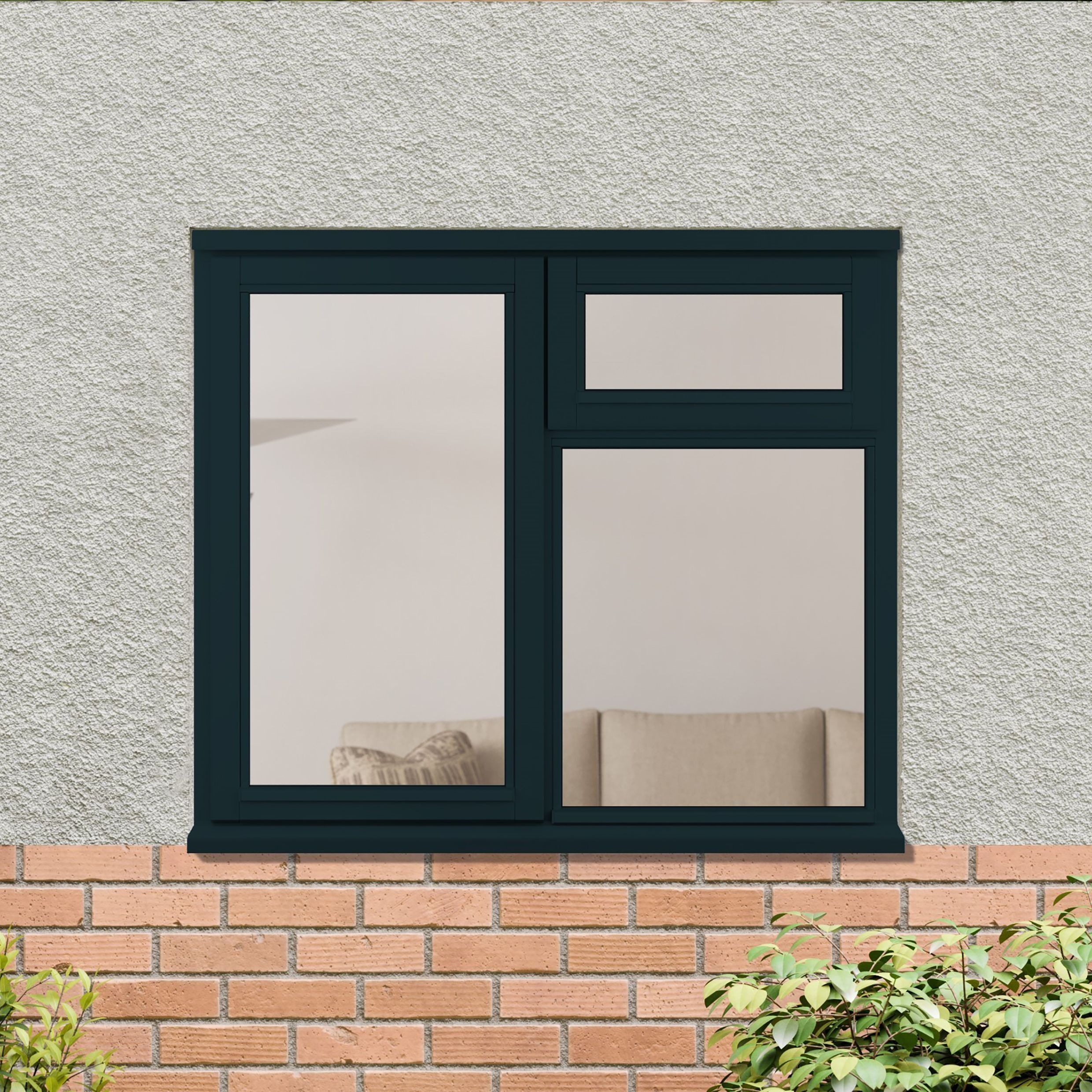 3P Clear Glazed Anthracite grey Timber Left-handed Top hung Window, (H)895mm (W)1195mm