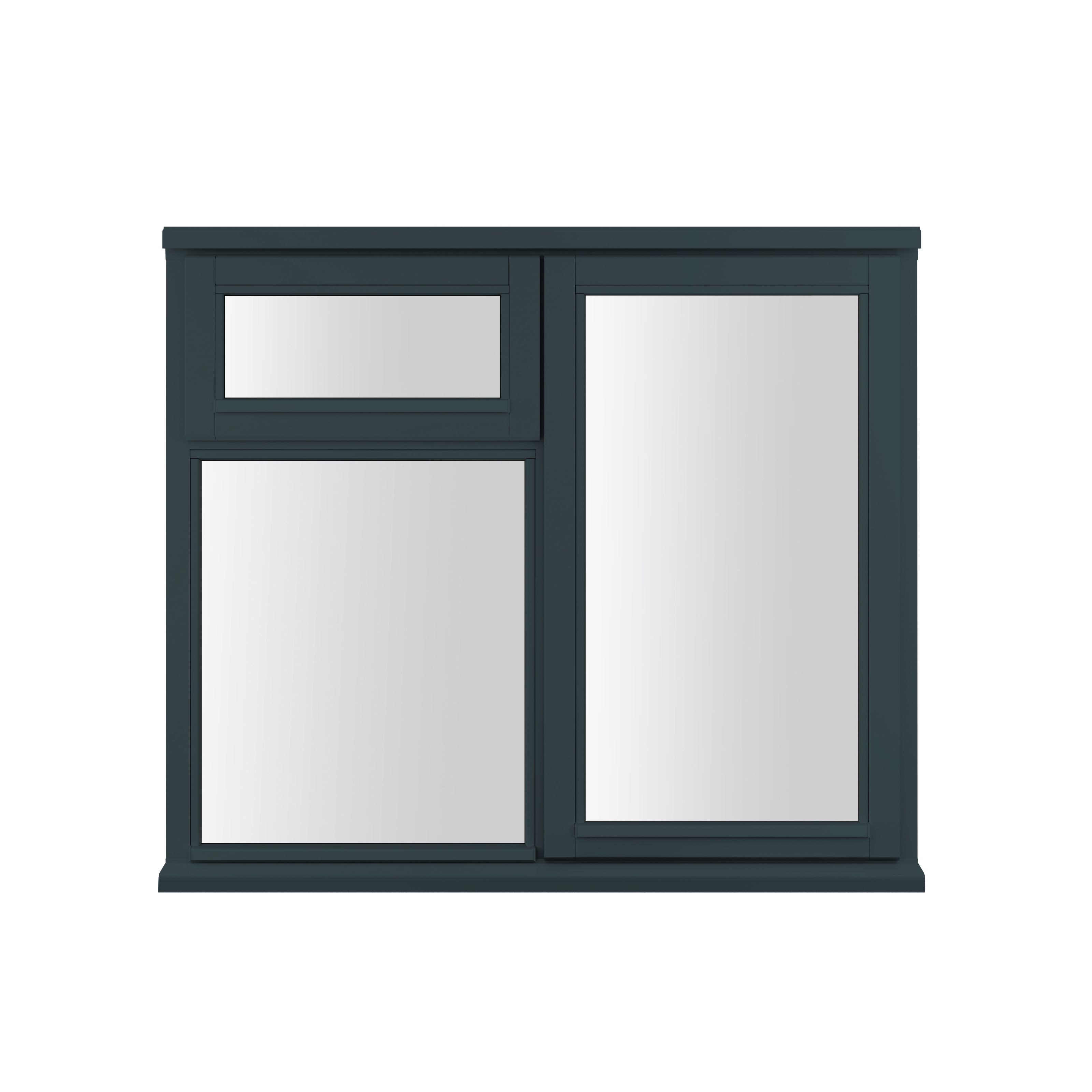 3P Clear Glazed Anthracite grey Timber Right-handed Top hung Window, (H)1195mm (W)1195mm