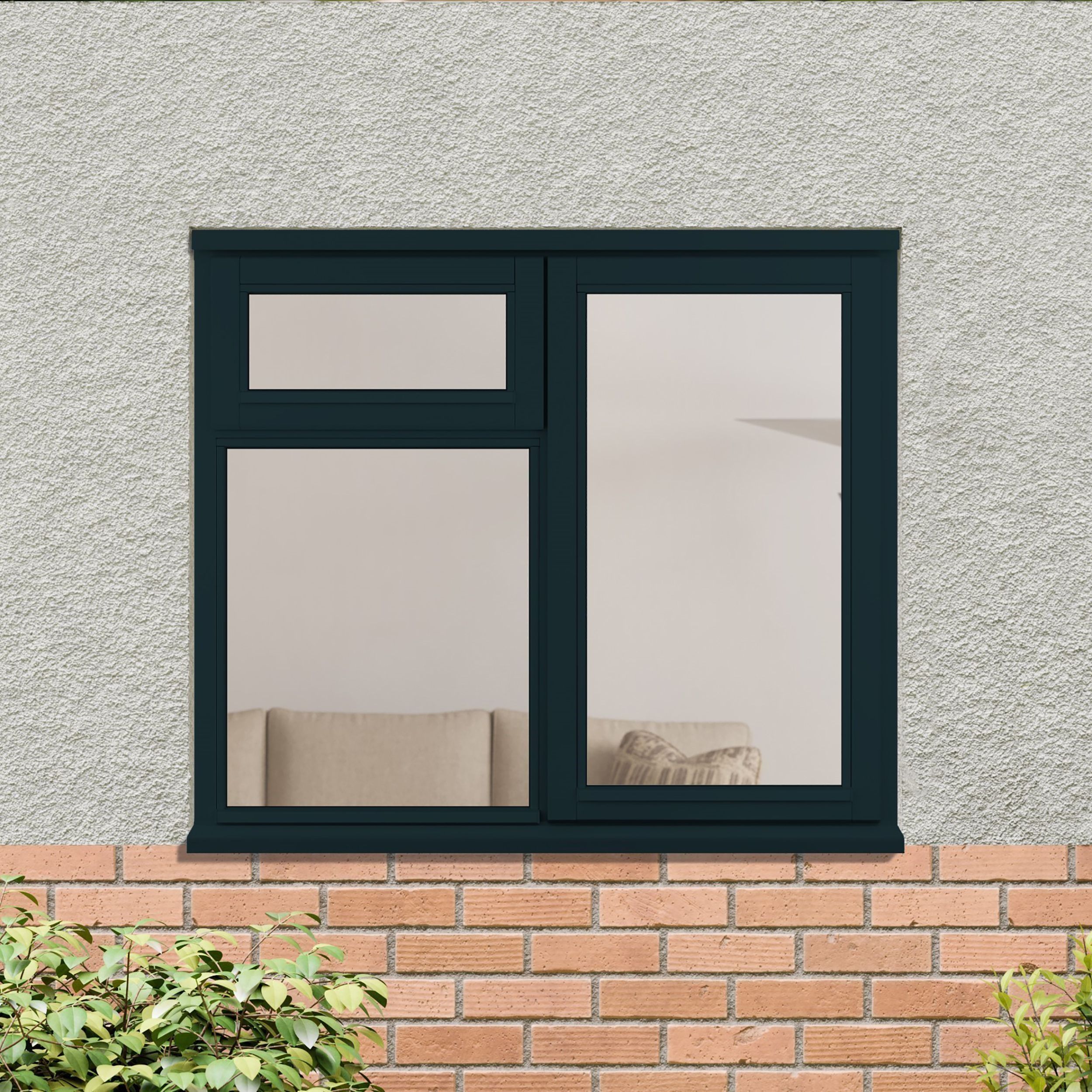 3P Clear Glazed Anthracite grey Timber Right-handed Top hung Window, (H)1195mm (W)1195mm
