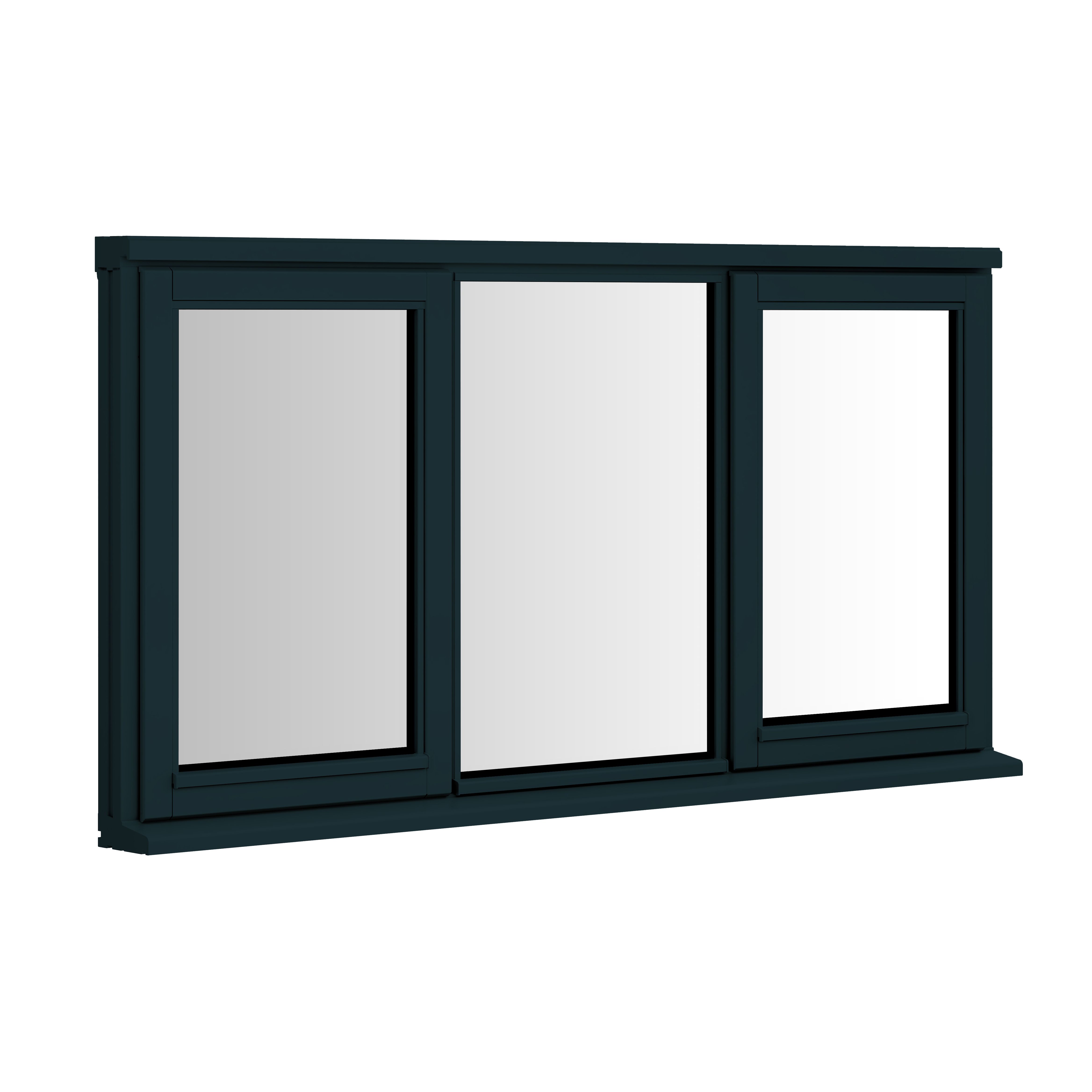 3P Clear Glazed Anthracite grey Timber Right-handed Top hung Window, (H)1195mm (W)1195mm