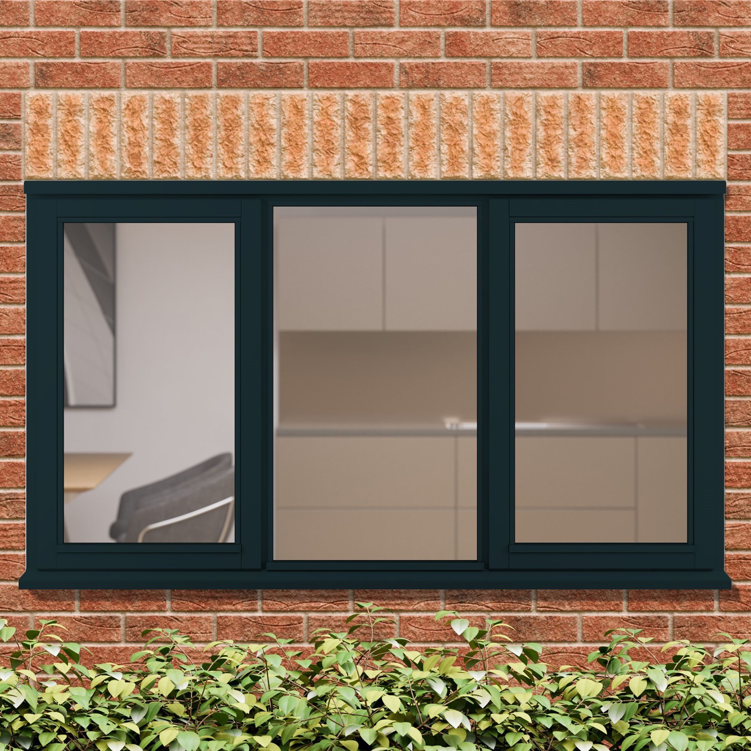 3P Clear Glazed Anthracite grey Timber Window, (H)1195mm (W)1795mm