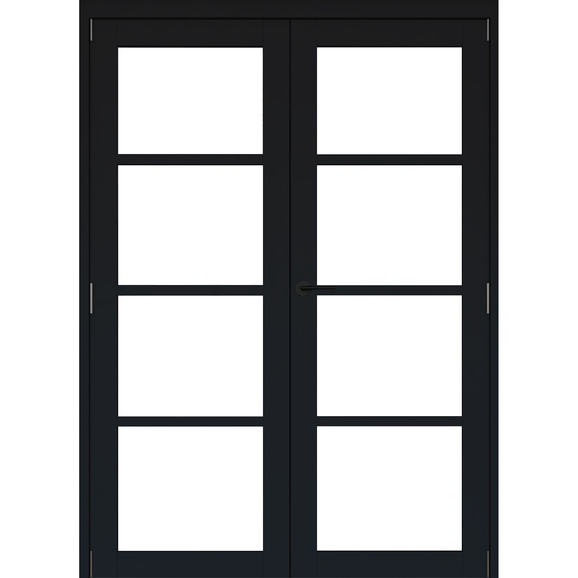 4 Lite Clear Fully glazed Timber Black Internal French door set 2017mm x 133mm x 1293mm