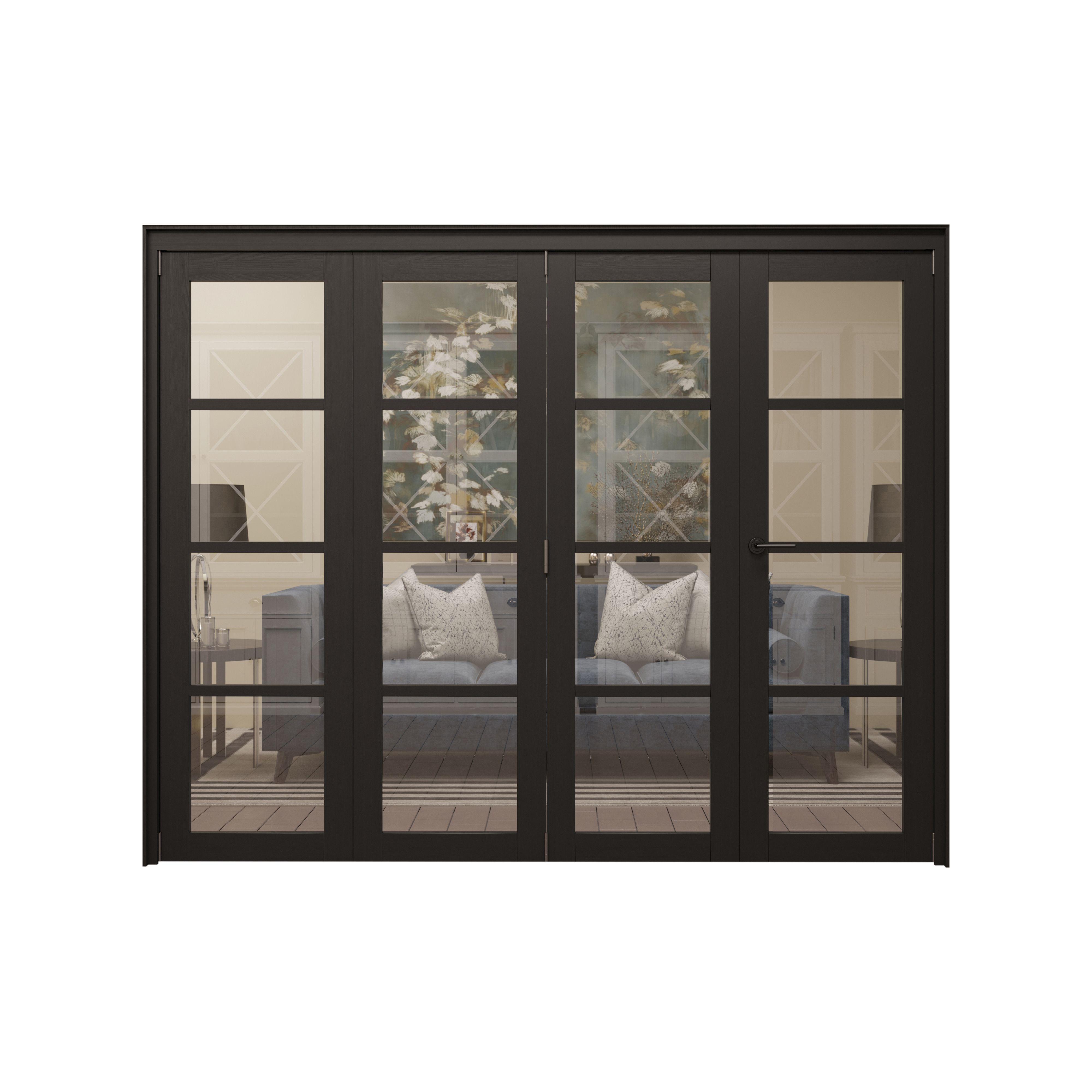 4 Lite Clear Glazed Contemporary Black Pine Bi-fold Internal Door ...