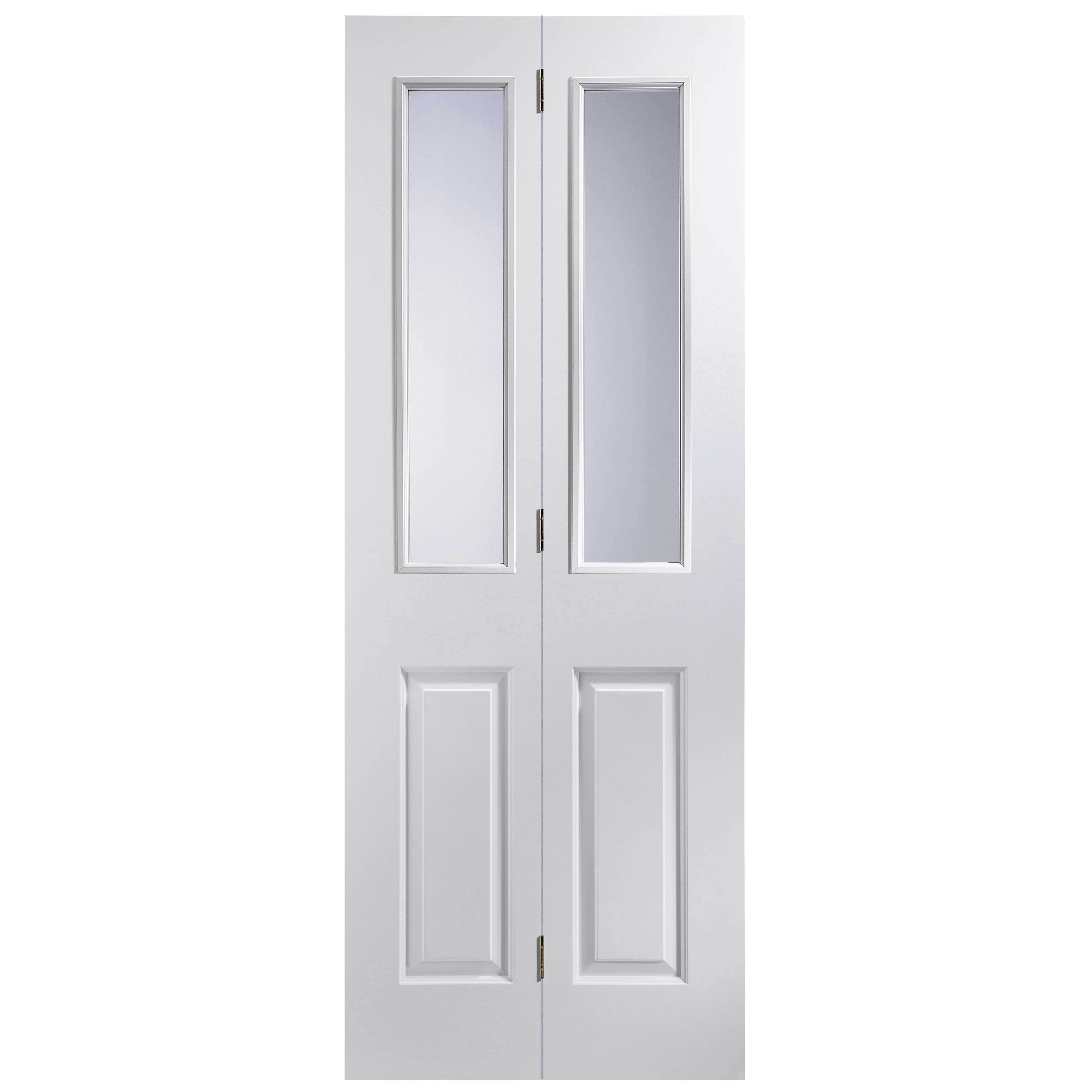 4 panel 2 Lite Clear Glazed Contemporary White Internal Folding Bi-fold Door set, (H)1950mm (W)750mm