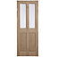 4 panel 2 Lite Frosted Glazed Oak veneer Internal Bi-fold Door set, (H)1950mm (W)753mm