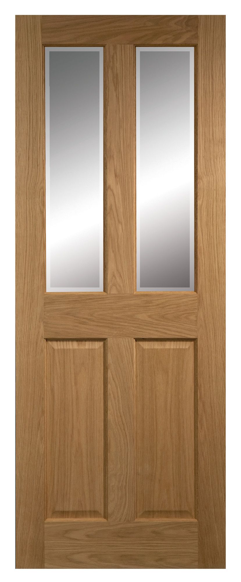 4 Panel 2 Lite Plain Clear Glazed Veneered Timber Oak Veneer Internal ...