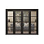 4 panel 4 Lite Clear Glazed Shaker Black Pine Internal Folding Door set, (H)2060mm (W)2527mm