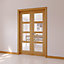 4 panel 4 Lite Glazed Oak veneer Internal Door set