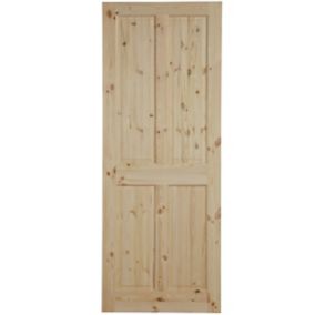 4 panel Bandon Unglazed Knotty pine Internal Door, (H)1981mm (W)762mm (T)44mm