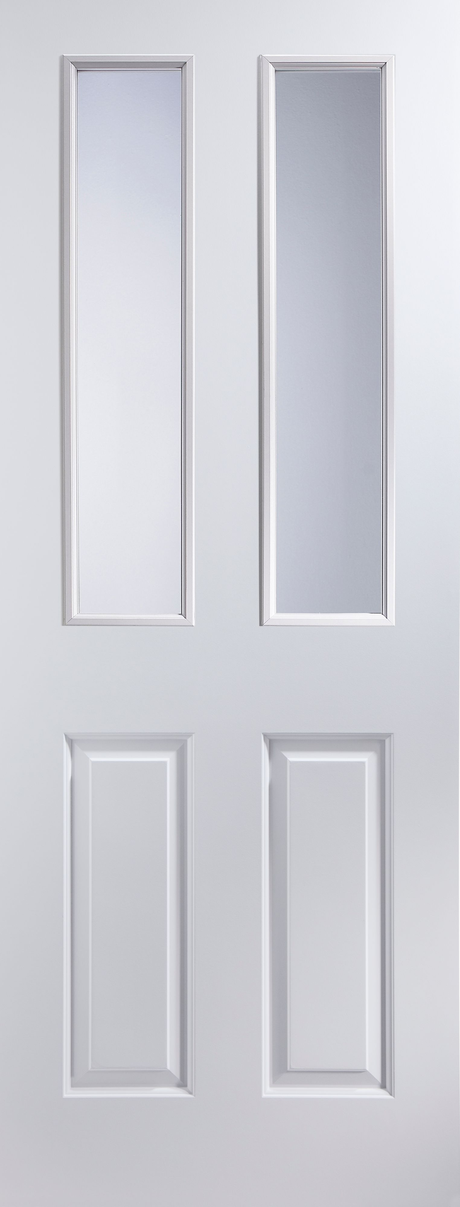 4 panel Clear Glazed Contemporary White Internal Door, (H)1981mm (W)762mm (T)35mm