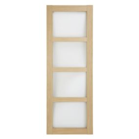 4 panel Clear Glazed Shaker White oak veneer Internal Door, (H)1981mm (W)838mm (T)35mm