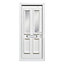 4 panel Diamond bevel Frosted Glazed White LH External Front Door set, (H)2055mm (W)840mm