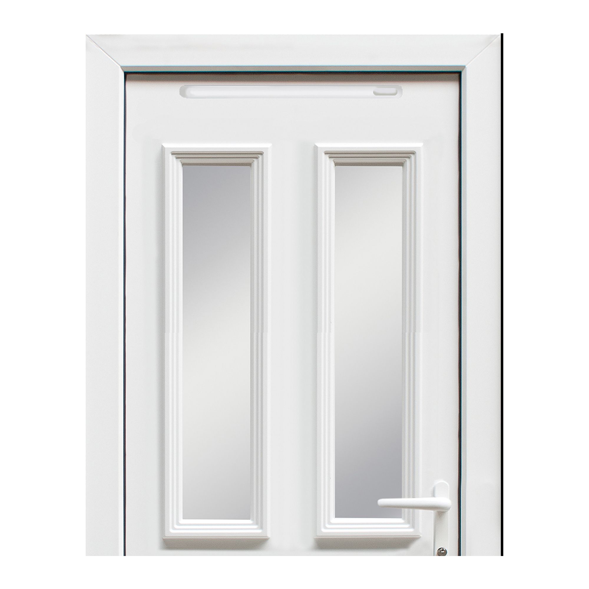 4 panel Diamond bevel Frosted Glazed White LH External Front Door set, (H)2055mm (W)840mm