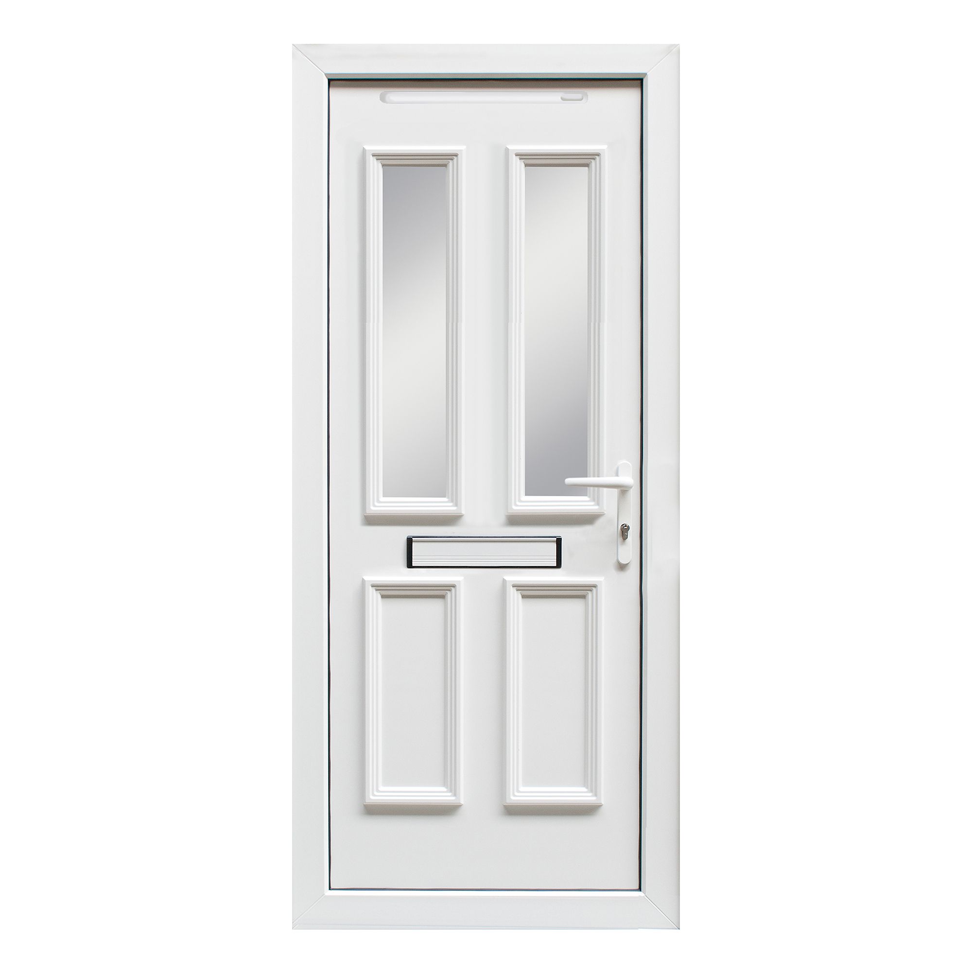 4 panel Diamond bevel Frosted Glazed White LH External Front Door set ...