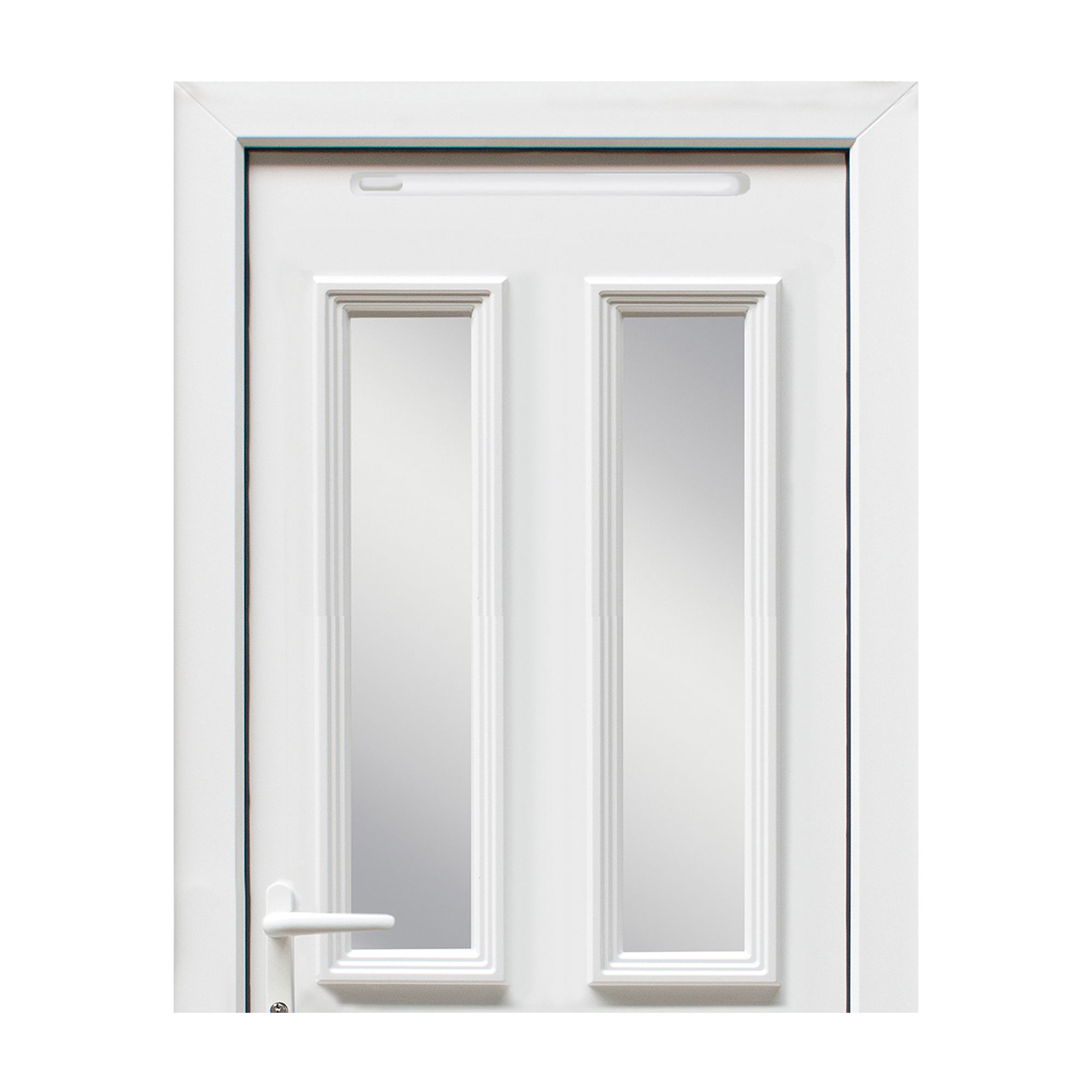 4 panel Diamond bevel Frosted Glazed White RH External Front Door set, (H)2055mm (W)920mm