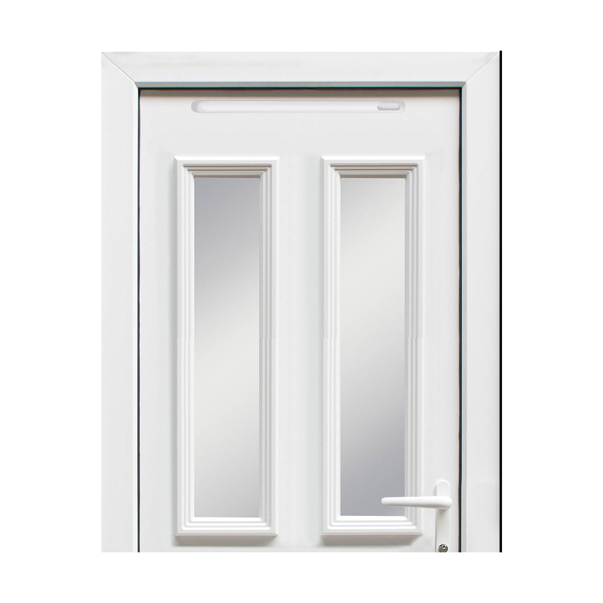 4 Panel Diamond Bevel Frosted Glazed White UPVC LH External Front Door ...