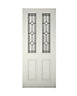 4 panel Diamond bevel Glazed Raised moulding White LH & RH External Front Door set, (H)2074mm (W)932mm