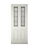 4 panel Diamond bevel Glazed Raised moulding White LH & RH External Front Door set, (H)2125mm (W)907mm