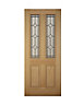 4 panel Diamond bevel Glazed Raised moulding White oak veneer LH & RH External Front Door set & letter plate, (H)2074mm (W)856mm