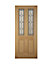 4 panel Diamond bevel Glazed Raised moulding White oak veneer LH & RH External Front Door set & letter plate, (H)2074mm (W)856mm