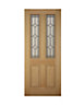 4 panel Diamond bevel Glazed Raised moulding White oak veneer LH & RH External Front Door set & letter plate, (H)2125mm (W)907mm