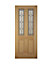 4 panel Diamond bevel Glazed Raised moulding White oak veneer LH & RH External Front Door set & letter plate, (H)2125mm (W)907mm
