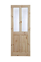4 panel Etched Frosted Glazed Knotty pine LH & RH Internal Door, (H)2040mm (W)826mm