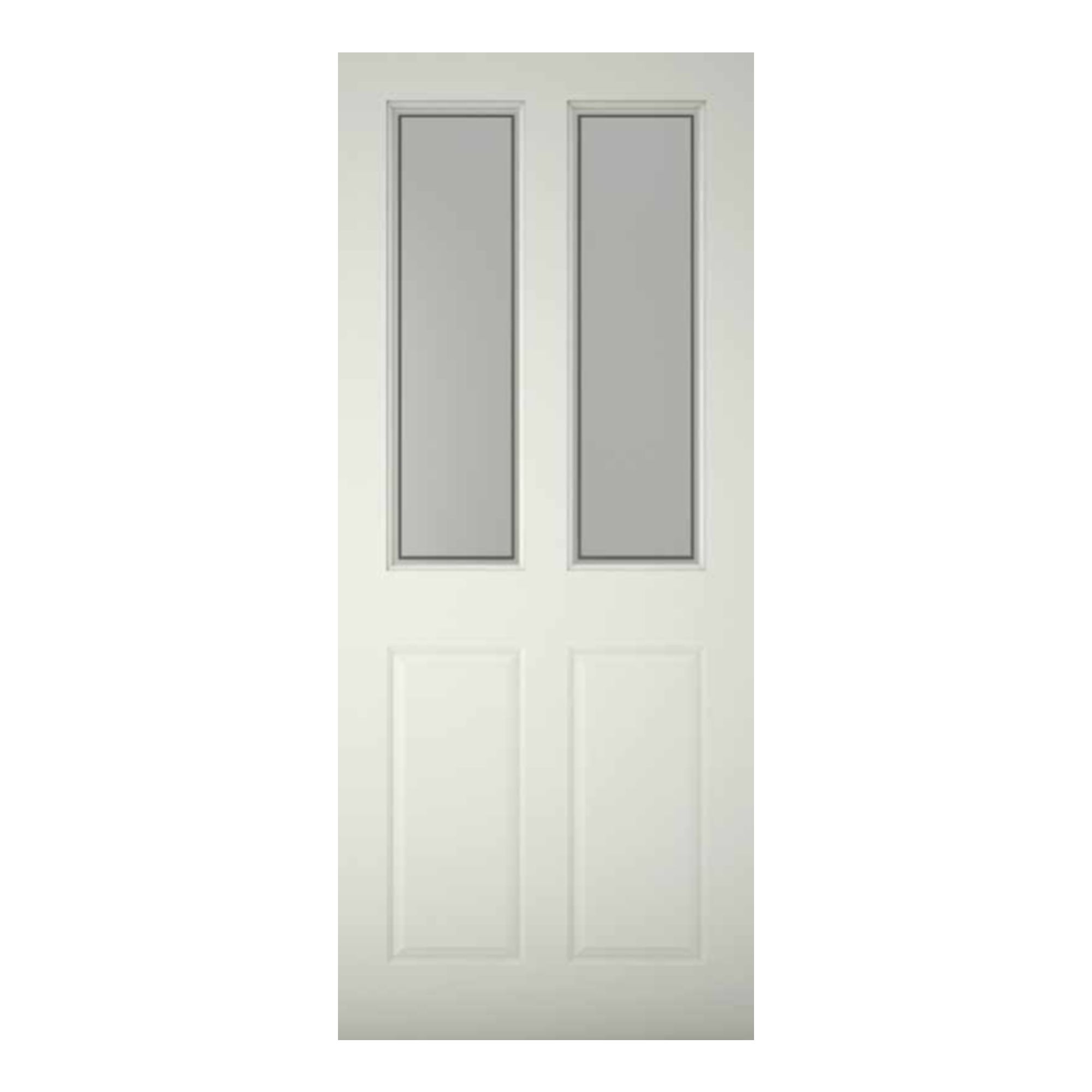 4 panel Frosted Glazed Shaker White Wooden External Panel Front door, (H)1981mm (W)762mm