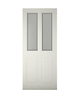 4 panel Frosted Glazed White Wooden External Panel Front door, (H)2032mm (W)813mm