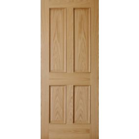 4 panel Fully finished Unglazed Oak veneer Internal Door, (H)1981mm (W)762mm (T)35mm