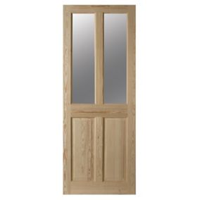 4 panel Glazed Clear pine LH & RH Internal Door, (H)2040mm (W)826mm