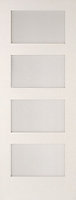 4 panel Glazed Shaker White Internal Door, (H)1981mm (W)838mm (T)35mm