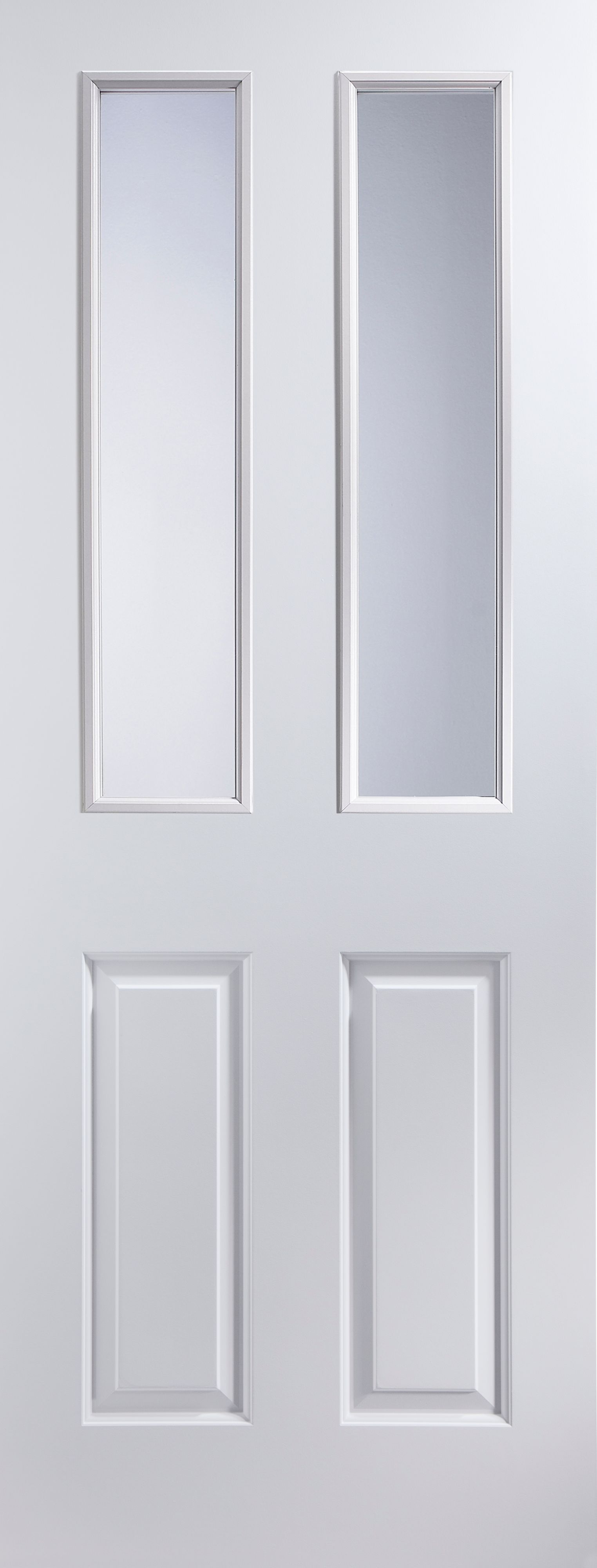 4 panel Glazed White Internal Door, (H)1981mm (W)762mm (T)35mm