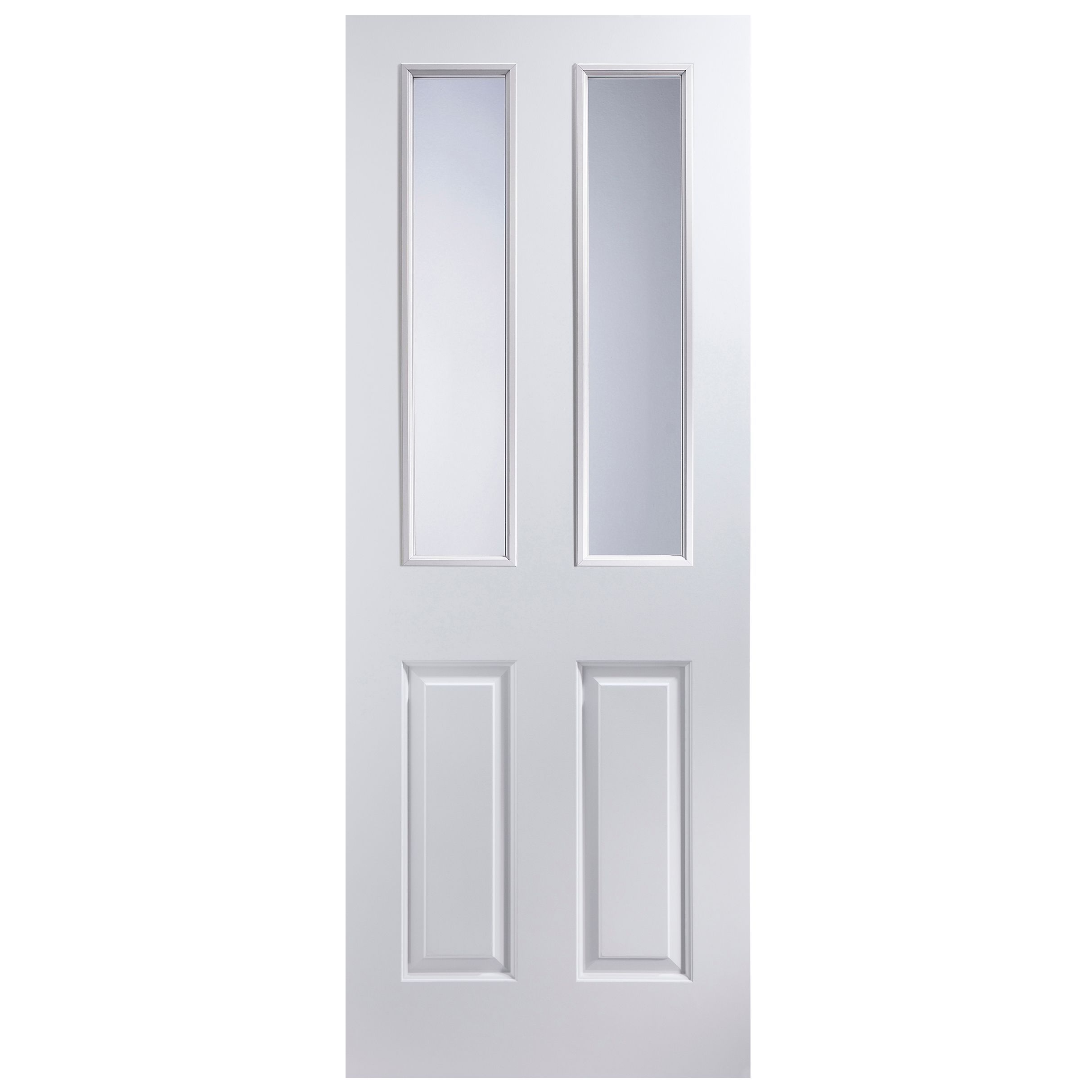 4 panel Glazed White Internal Door, (H)1981mm (W)838mm (T)35mm