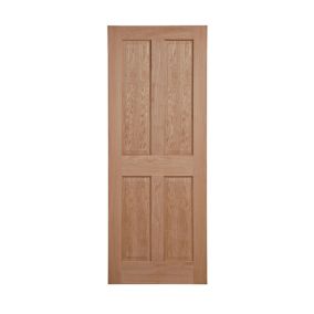 4 panel Irish Unglazed Victorian Internal Oak Door, (H)1981mm (W)762mm (T)44mm