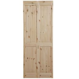 4 panel Knotty pine Internal Bi-fold Door set, (H)1981mm (W)686mm