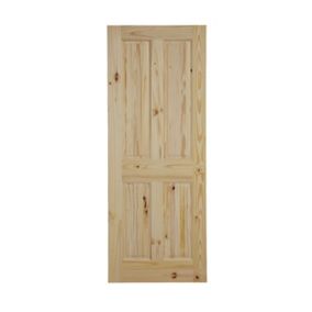 4 panel Knotty pine LH & RH Internal Fire Door, (H)1981mm (W)762mm
