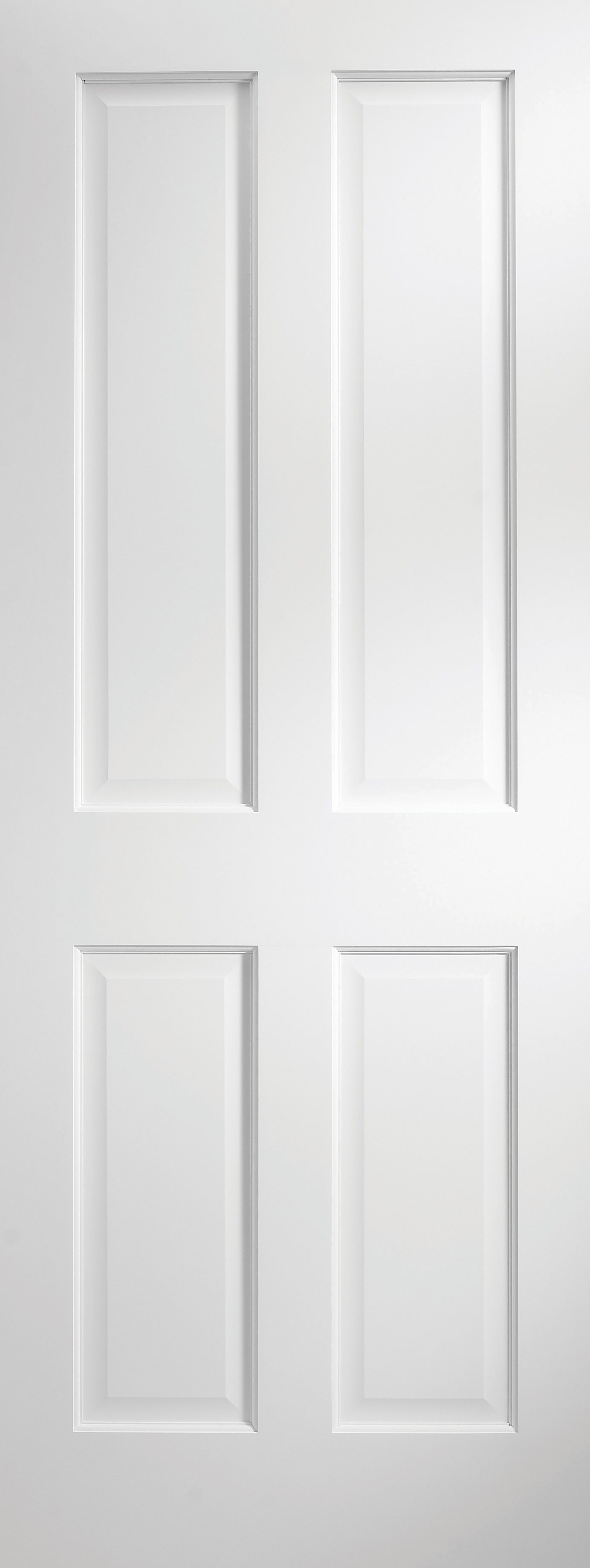 4 panel MDF Unglazed Contemporary White Internal Door, (H)1981mm (W)686mm (T)35mm