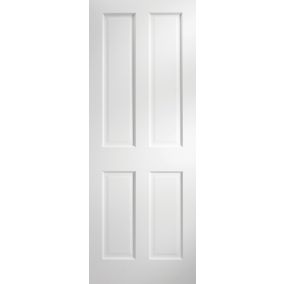 4 panel MDF Unglazed White Internal Door, (H)1981mm (W)686mm (T)35mm