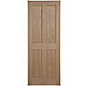 4 panel Oak veneer Internal Door, (H)1981mm (W)762mm (T)44mm