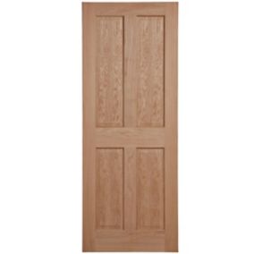 4 panel Oak veneer Internal Fire Door, (H)1981mm (W)686mm (T)35mm